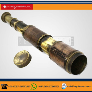 Telescopio vintage de latón y cuero con caja de madera, binoculares de alta potencia para caza, observación de aves, miras náuticas, decoración marina. - Product Image 3