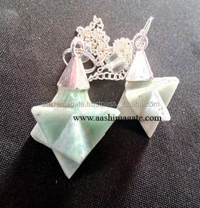 Vente en gros de pendules de radiesthésie étoilés Merkaba en aventurine faits à la main Agate en cristal Feng Shui Pierre semi-précieuse Artisanat - Product Image 2