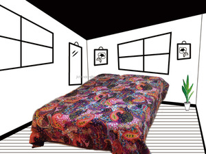 Paisley Kantha <b>Quilt</b> Queen Size <b>Bedspread</b> Handmade Paisley Kantha Throw - Product Image 2