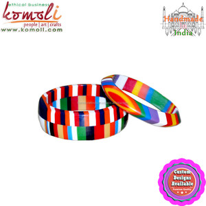 Bracelets en résine multicolores faits à la main Bracelet personnalisé à rayures superposées de bijoutiers de fantaisie indiens pour les cadeaux et les fêtes - Product Image 5