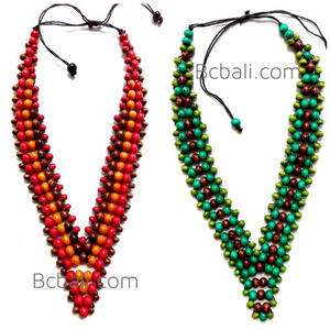 Colliers en perles bois naturelles, chokers, design unique, accessoires pour femmes style fait à la main - Product Image 2