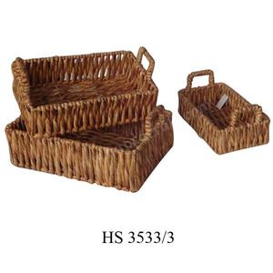 Plateaux en jacinthe d'eau naturelle, corbeilles rectangulaires tissées pour le rangement et l'organisation (HS 3533/3) - Product Image 1