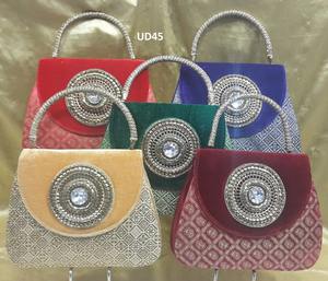 Vivid UD42 Indian <b>Bridal</b> Evening Ladies Shopping Handmade Ethnic Traditional Clutch <b>Purse</b> Fabric Embroidery Designer Exclusive - Product Image 4