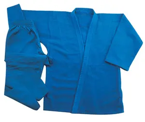 蓝色柔道均匀蓝色m/o优质100% 纯棉单人编450 GRM，弹性和绳串腰裤，白色