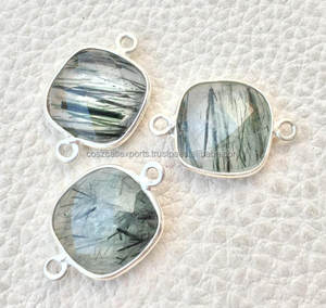 เงินสเตอร์ลิงสีดำrutile ควอตซ์ทองชุบพลอยเชื่อมต่อ - Product Image 2