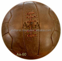 Ballon de football classique rétro personnalisable, cousu main, en cuir vintage, avec chambre à air en latex haute performance, durable
