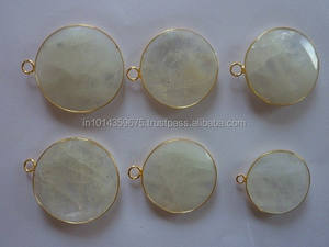 Pierres de lune arc-en-ciel 20-35mm connecteurs argent Sterling rhodium/plaqué or lunette réglage bijoux de fête - Product Image 2