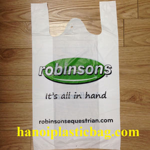 Bolsa de compras de 2 colores con asas de camiseta y fuelles laterales, impresa en huecograbado - Bolsa de plástico HDPE biodegradable con asa tipo chaleco - Vietnam - Product Image 2