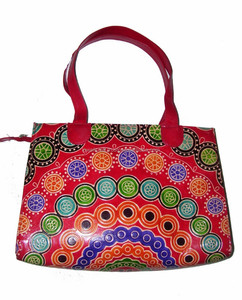 Sac fourre-tout décontracté en cuir véritable pour femme, motif géométrique vintage, écologique, avec bandoulière - Product Image 3