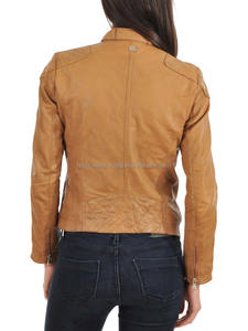 แจ็คเก็ตหนังแท้ทรงนักแข่งสำหรับผู้หญิง รุ่นปี 2015 ดีไซน์ทันสมัย ระบายอากาศได้ดี กันน้ำ ผลิตจากหนังแกะแท้ ใส่ได้ทุกฤดูหนาว คอปกถอดออกได้ - Product Image 2