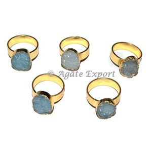 Anillo Druzy de ágata natural: anillo de ágata al por mayor: Exportación de ágata a la venta estilo mascota Fengshui - Product Image 1