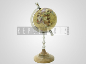 Globo Terráqueo de Escritorio de Lujo con Base de Madera y Marco de Metal |   Esfera Geográfica Decorativa para Oficina, Hogar y Biblioteca - Product Image 4