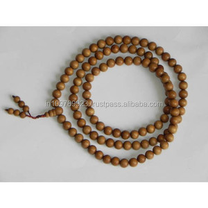 Cuentas de Yoga y Mala de Sándalo Puro Hechas a Mano, Marca Riddhi Siddhi, Origen Rajasthan, Cuentas Redondas Naturales de Color Marrón Dorado Oscuro - Product Image 4