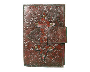 Diseño de grabado con tachuelas de piedra azul, diario de cuero genuino 100%, diario con correa envolvente, cuaderno A5 para uso diario, diario Personal - Product Image 4