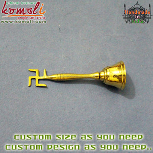 กระดิ่งทองเหลืองด้ามยาว สำหรับพิธีกรรมแบบดั้งเดิมของอินเดีย เหมาะสำหรับวัด พิธีกรรม บ้านมณฑิร และการใช้งานในพิธีกรรมทางจิตวิญญาณ - Product Image 4
