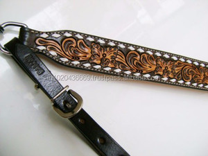 Cabezal occidental tallado a mano con acabado antiguo y productos de caballo de coraza - Product Image 2