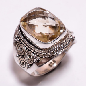 Real 925 Sterling Silver Gemstone <b>Rings</b> Handmade Classic <b>Citrine</b> Wedding Jewelry for Women and Girls - Product Image 1