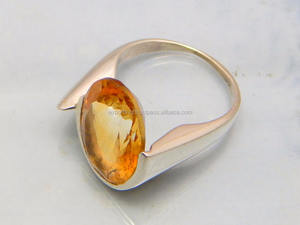 Anillo de Compromiso y Boda de Plata de Ley 925 con Citrino Clásico de Alta Calidad para Mujer - Product Image 3