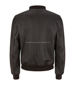 XL Seamless <b>Shearling</b> Brown Leather <b>Bomber</b> <b>Jacket</b> Adults Genuine European Style Nonwoven Weaving Plus Size Polyester Printing - Product Image 2