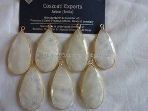 Venta al por mayor Rainbow Moonstones Bisel Conectores Plata de Ley con Chapado en Oro para Pulsera y Collar Colgante Joyería - Product Image 4