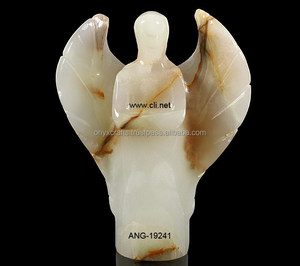 Estatuilla de Ángel de ónix blanco al por mayor, obra de arte artesanal de piedra tallada - Product Image 1