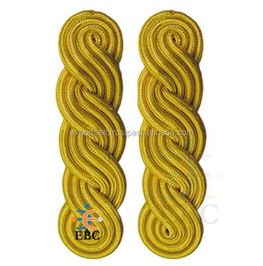 Épaulettes de blazer OEM de haute qualité, écologiques, dorées, à cordon métallique rembourré, à double torsion, pour uniforme - Product Image 1