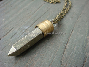 Colgante de punta de pirita natural, joyería fina de moda, dijes - Product Image 3