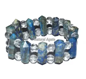 Lapis Lazuli Points Gemstone Bracelets With Crystal Beads Bracelets at Wholesale Price