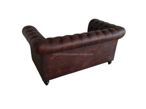 โซฟาอุตสาหกรรมเชสเตอร์ฟิลด์หนัง2ที่นั่ง,เชสเตอร์ฟิลด์วินเทจ2ที่นั่งโซฟาสีน้ำตาลเข้ม - Product Image 4