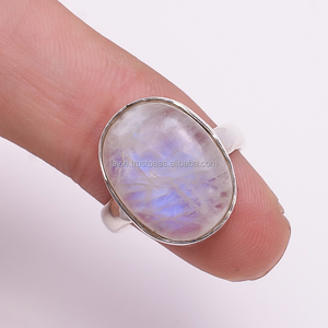 Natural Gemstone <b>rainbow</b> Moonstone Rings Handmade Fine Jewelry Wholesale 925 Sterling Silver Rings Jewelry Suppliers - Product Image 1