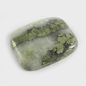 พลอย Pyrite Marcasite สีทอง23X29มม.,เบาะรองทรงสี่เหลี่ยมผืนผ้า7.85กรัมพลอยหลวม Cabochon ขายส่ง IG0348 - Product Image 1