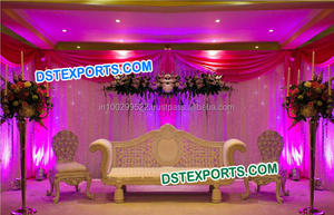 Set de canapé doré de mariage en bois épais, ensemble de meubles modernes et élégants, pour le mariage, Set de canapé indien, livraison gratuite - Product Image 5