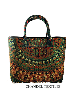 Bolso de Mano de Mandala Verde Hecho a Mano para Mujer, Bolso Mensajero de Hombro con Cadenas Indias, Decoración de Letras, Bolso de Mano - Product Image 3