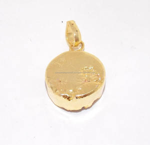 Galvanizado Natural Druzy 19 MM Forma redonda Piedra preciosa Declaración Encanto Piedra natal Boho Colgante Collar - Product Image 3