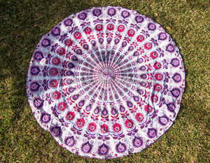 Tapiz de Mandala Roundie bohemio, toalla de playa, manta de Mandala bohemio, tapiz redondo, colgante de pared bohemio - Product Image 1