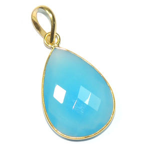Piedra preciosa de Calcedonia azul 925 piedra preciosa sólida plata esterlina 925 sólida colgante hecho a mano colgante de moda para mujeres proveedor a granel - Product Image 1