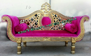 โซฟาไม้สักแกะสลักด้วยมือสำหรับงานแต่งงานแบบดั้งเดิมของอินเดียที่กำหนดขนาดเองของตกแต่งงานแต่งงาน - Product Image 2