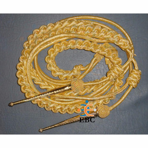 Premium Quality Right Shoulder Service Dress Aiguillettes Wholesale Bullion Wire Uniform Aglet <b>Lanyard</b> with Metal Tips - Product Image 4