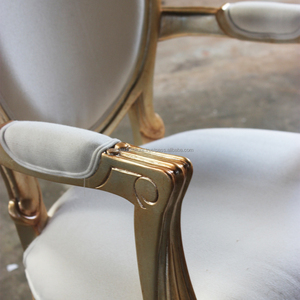 מרופד אוכל כיסאות עם זרועות עתיק סגנון מהגוני עץ גימור מוזהב - Product Image 2