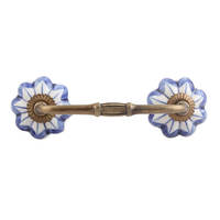 Poignées de meuble en céramique bleues faites à la main de qualité supérieure, motif floral contemporain, anti-rouille, pour l'extérieur