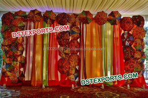 FONDO DE BODA recortado noche boda bordado colorido telón de fondo tipo arco cortinas de boda decoración - Product Image 2