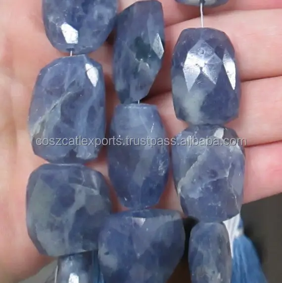 Iolite pepitas facetadas, alambre Focal facetado grande, colgante, piedras, Cuenta de piedras preciosas