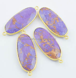 Colgante de cobre púrpura con gema turquesa, joyería fina con ajuste de bisel - Product Image 5