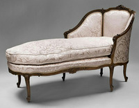 Impresionante Sillón Chaise Longue de Estilo Luis XV Francés, Reproducción de Muebles, Sofá para Sala de Estar