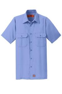 เสื้อเชิ้ตสีทึบ ripstop แขนสั้นสีแดง Kap-65/35ผ้าโพลี/ผ้าฝ้าย riplin กดทนทานและมาพร้อมกับโลโก้ของคุณ - Product Image 5