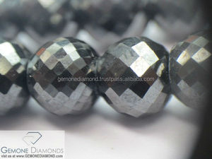 Collier en perles à facettes noir, super fin découpé, de 2 mm à 6mm, collier de perles, momanite noir, diamants - Product Image 3