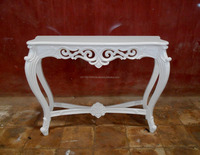 Meuble d'intérieur et de maison en bois blanc acajou, Table à Console, sculpté, Style français