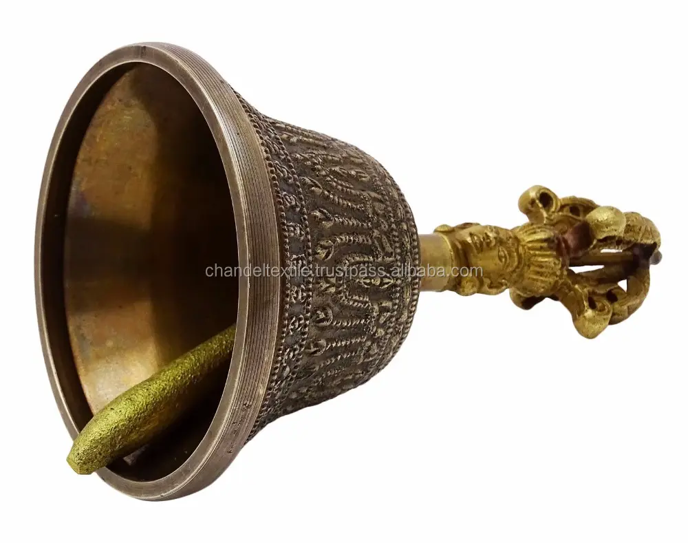 Sino de bronze religioso tibetano vajra dharma, objetos tibetanos, meditação budista, sinos e dorje indiana antiguidade
