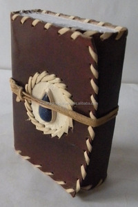 สมุดโน๊ตหนังแท้สไตล์วินเทจพร้อมดีไซน์ตะเข็บข้างสีฟ้าตรงกลางสมุดโน๊ตหนังแท้สำหรับใช้งานอย่างมืออาชีพ - Product Image 2