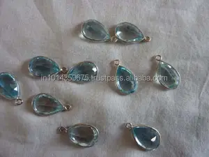 Indian style wholesale Swiss Blue Topaz mix shape and size Gold Plated 925 Sterling Silver Connector